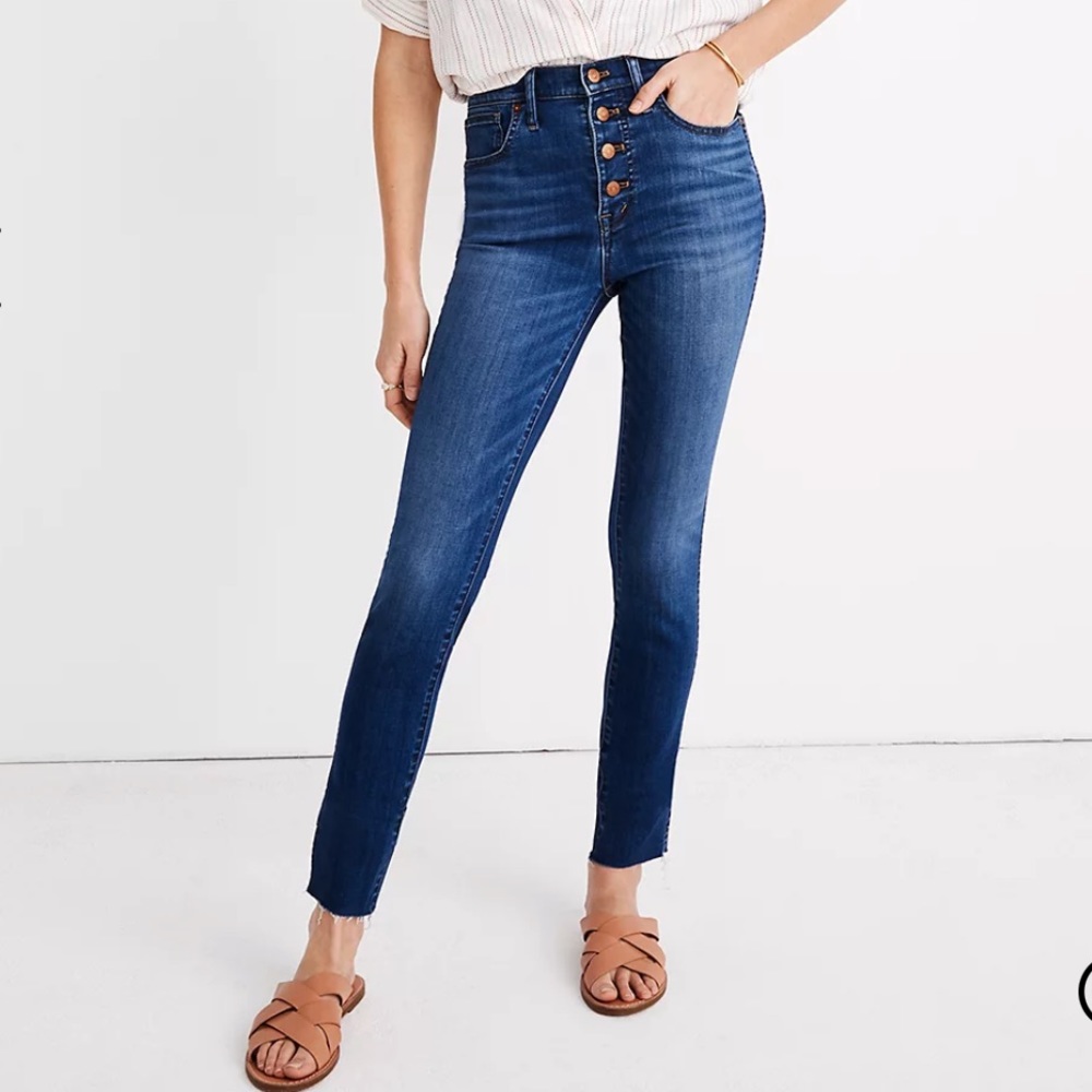 10" High-Rise Skinny Crop Jeans: Button-Front TENCEL™ Denim Edition